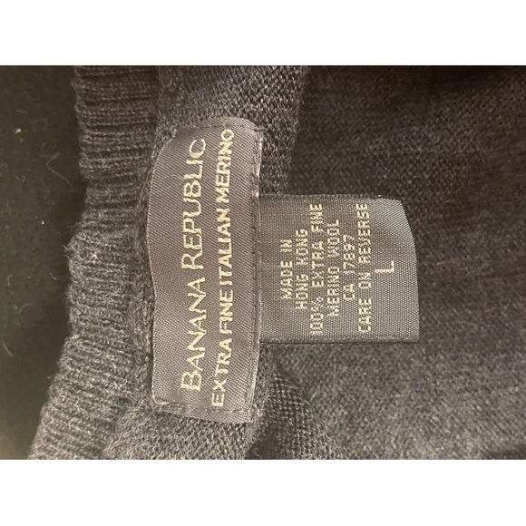 Banana Republic Extra Fine Italian Merino Dark Grey Sweater L - Picture 3 of 4